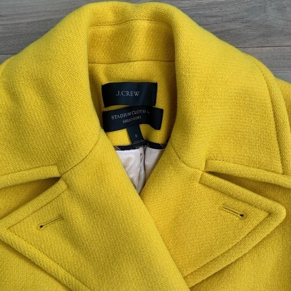 J Crew Stadium Cloth Nello Gori Yellow Pea Coat - Picture 5 of 10